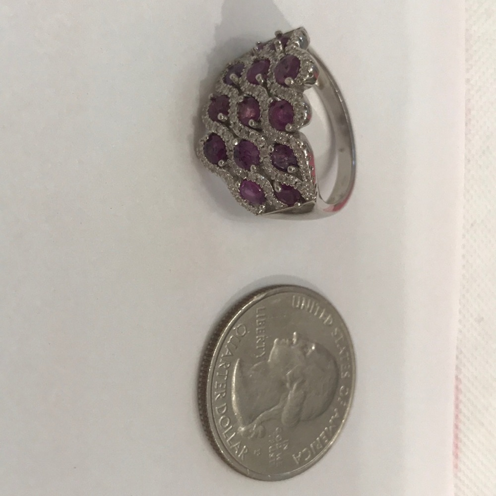 Real Ruby Ring Size 8 Sterling Silver Setting - image 3